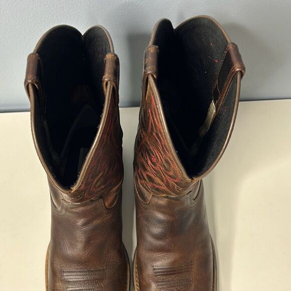Ariat Quickdraw Square Toe Brown Leather Cowboy Boots 10004853 Sz 5 - Picture 5 of 8